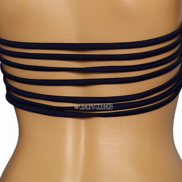 Sun & Sea Strappy Convertible Two Piece Bikini Halter Strapless Navy Blue Size M - Picture 7 of 14
